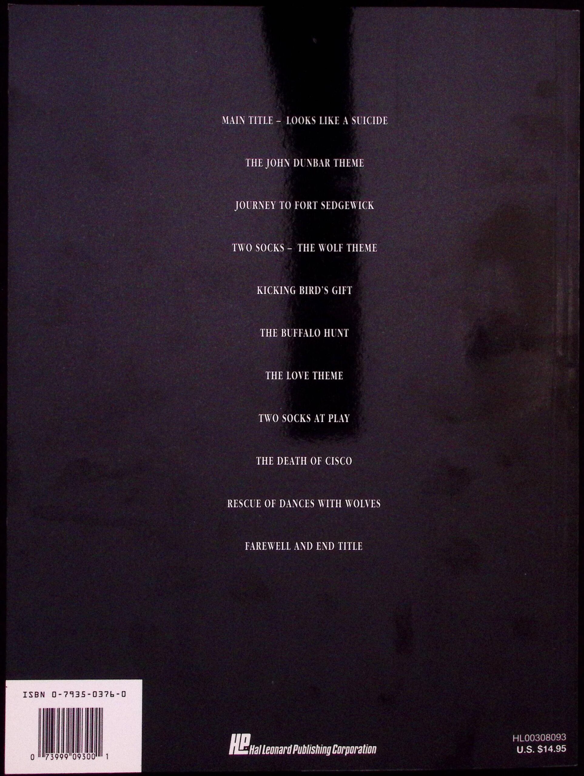 Dances with Wolves - Hal Leonard 1991 - 978-0-7935-0376-6 - HL00308093 - Back Cover