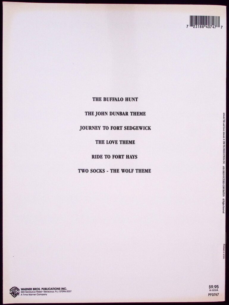 Dances with Wolves (Soundtrack Selections) - Warner Bros 1991 - PF0747 - Back Cover